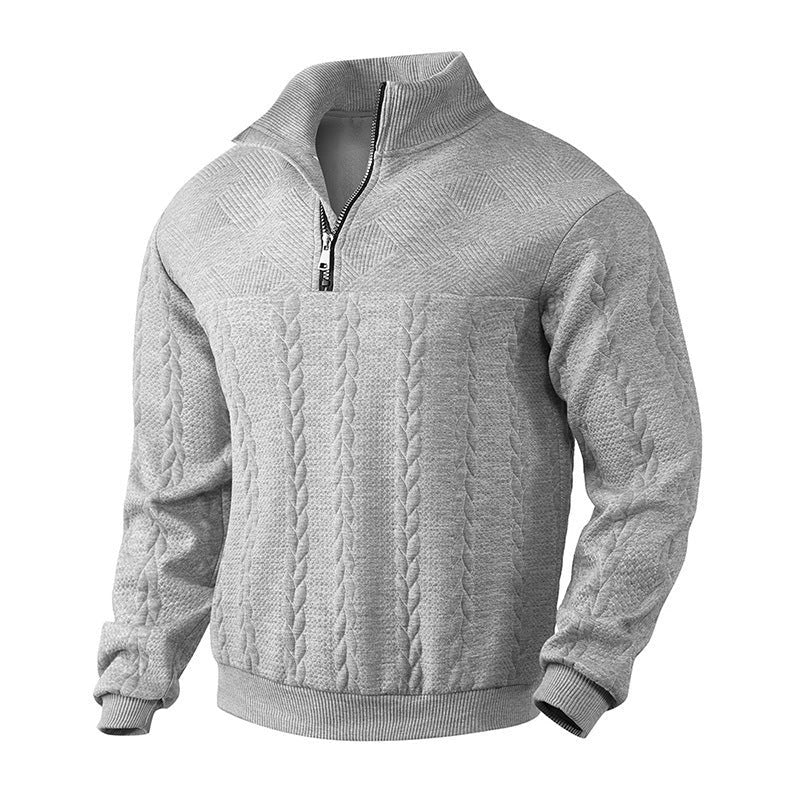 Jacquard Quarter-Zip Pullover Hoodie