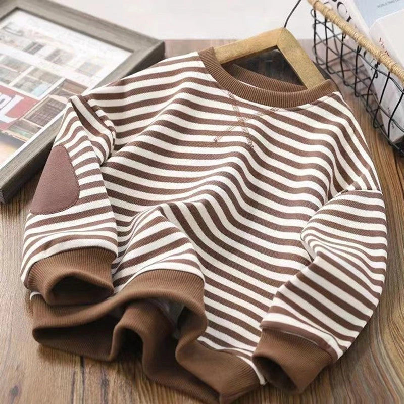 Fleece Lined Striped Kids Sweatshirt