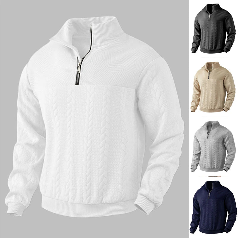 Jacquard Quarter-Zip Pullover Hoodie