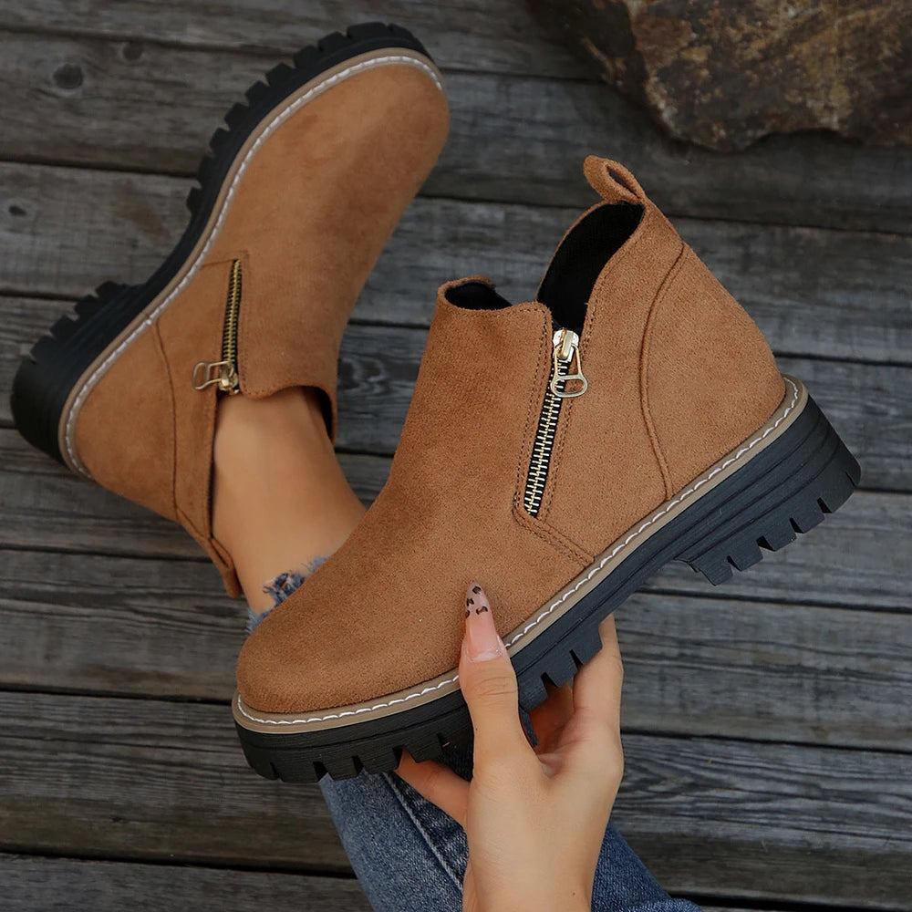 Side-Zip Suede Ankle Boots