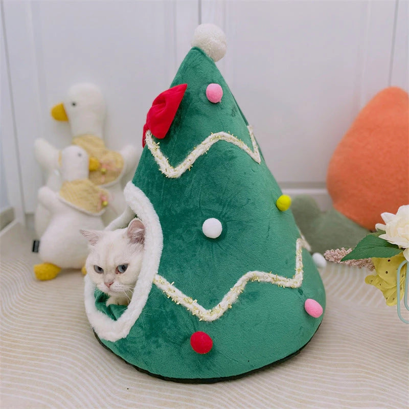 Festive Christmas Tree Pet Cave