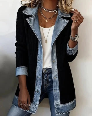 Denim Trim Patchwork Jacket