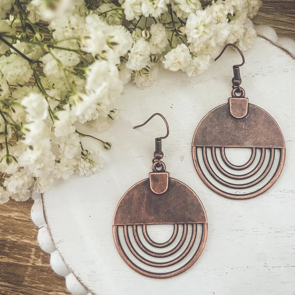 Copper Horizon Open Arch Earrings