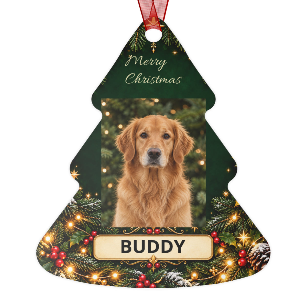 Custom Photo Pet Christmas Ornament – Tree