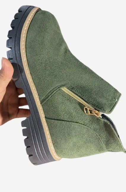 Side-Zip Suede Ankle Boots