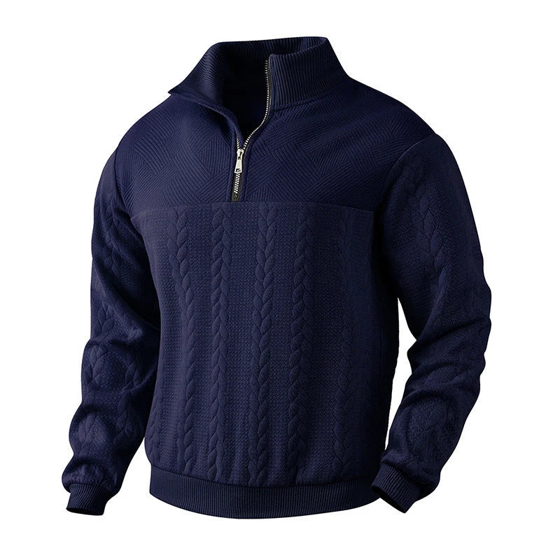 Jacquard Quarter-Zip Pullover Hoodie