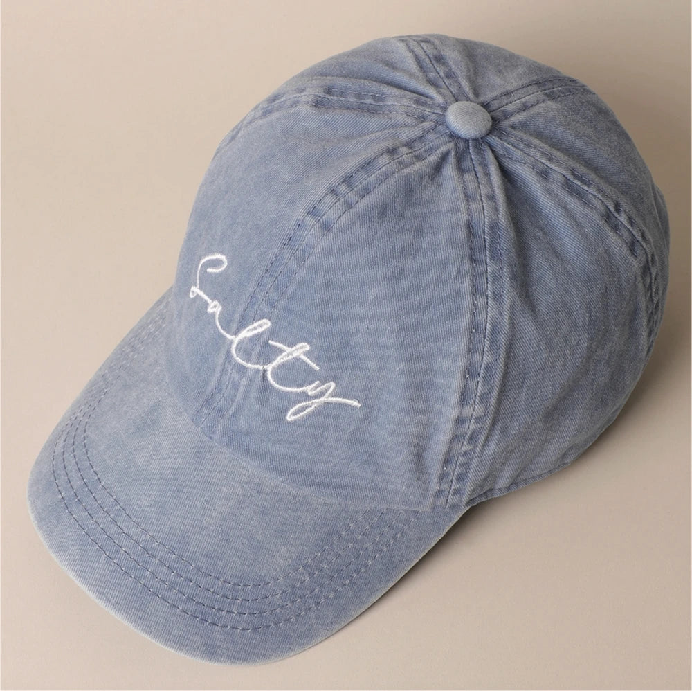 Salty Script Embroidered Cotton Hat