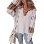 White Leopard Print Long-Sleeve Hoodie