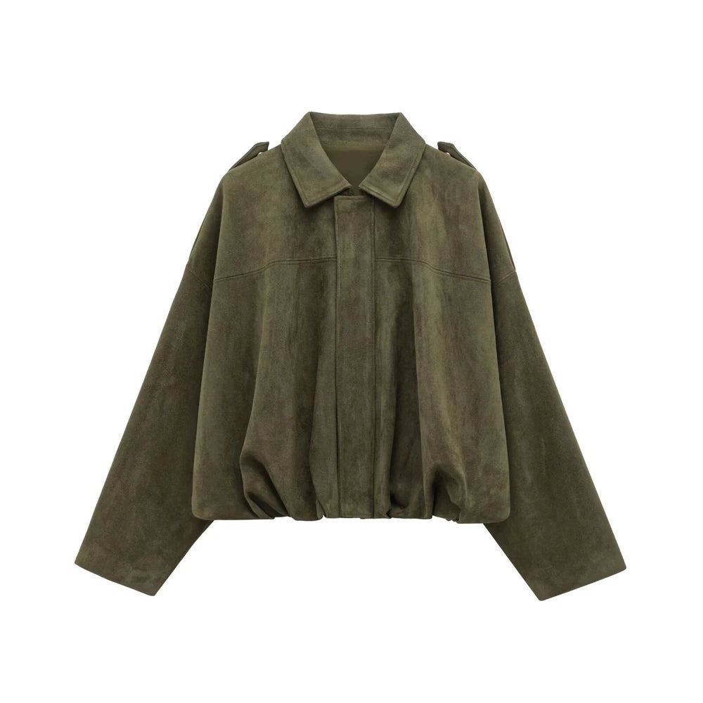 Faux Suede Bomber Jacket