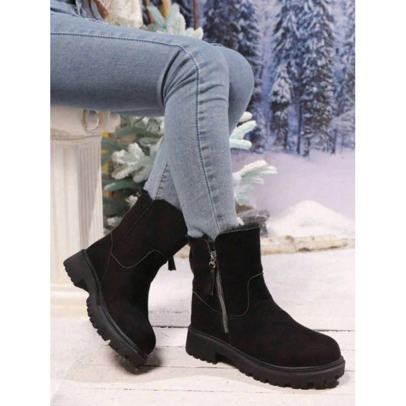 Skull Pattern Mid Calf Boots