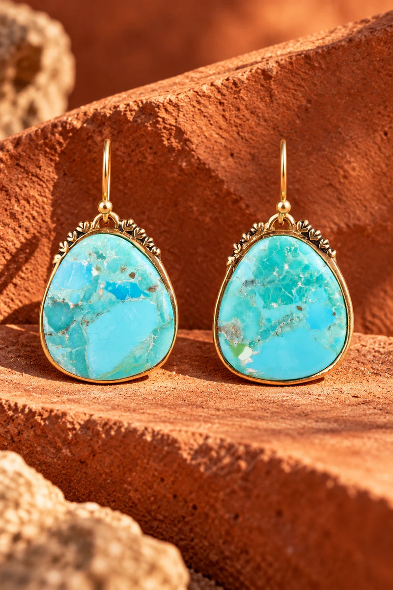 Agave Turquoise And Bronze Drop Earrings