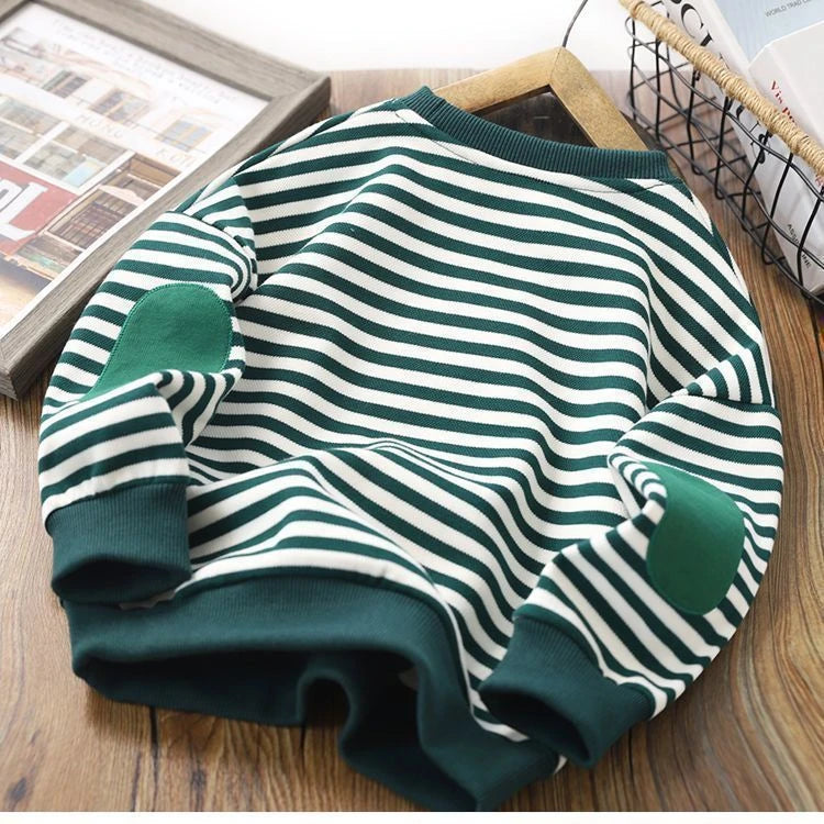 Fleece Lined Striped Kids Sweatshirt
