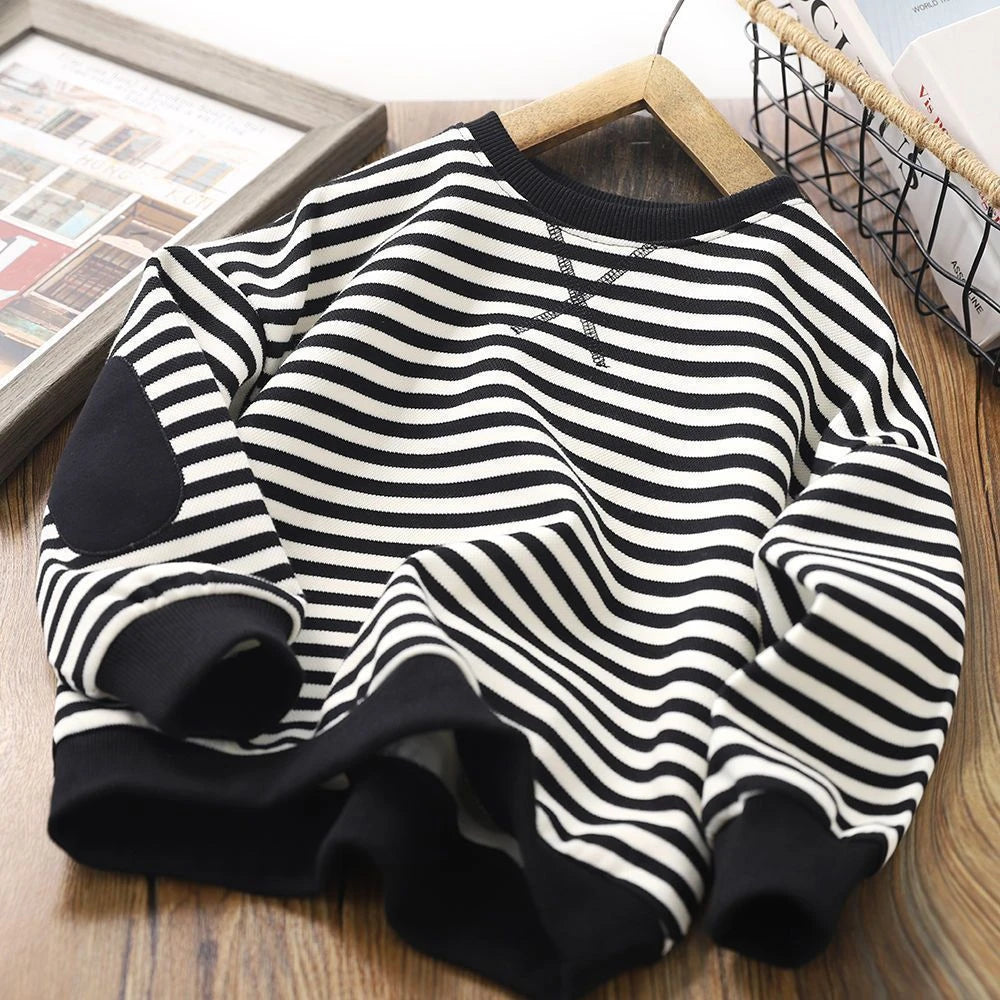 Fleece Lined Striped Kids Sweatshirt