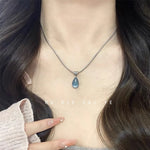 Vintage Titanium Steel Water Drop Necklace
