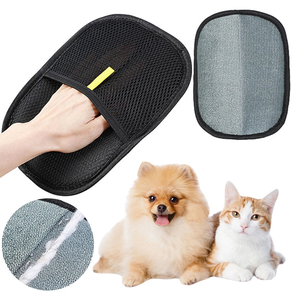 Pet Hair Remover Mitt for Fabrics (Black, 1 Piece)