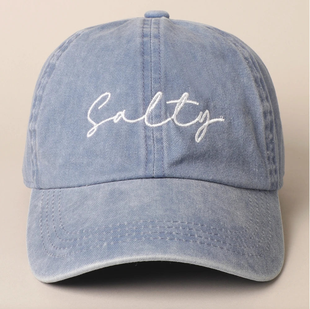 Salty Script Embroidered Cotton Hat