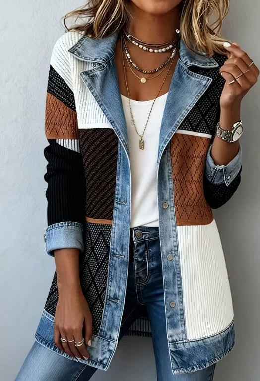 Denim Trim Patchwork Jacket