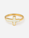 White Enamel Cross Ring