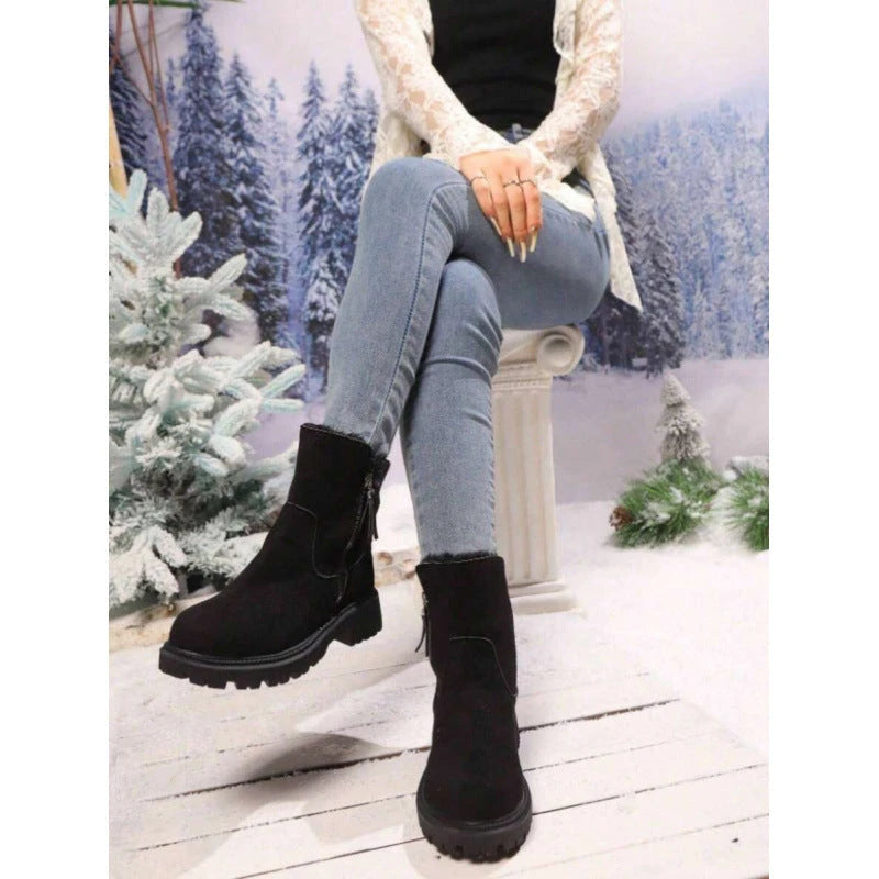 Skull Pattern Mid Calf Boots