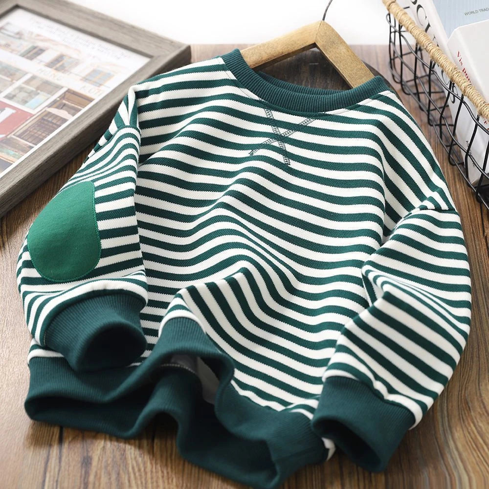 Fleece Lined Striped Kids Sweatshirt