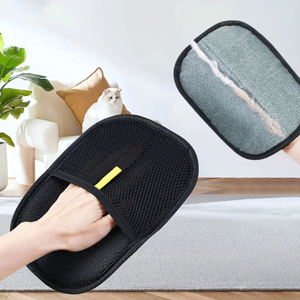 Pet Hair Remover Mitt for Fabrics (Black, 1 Piece)