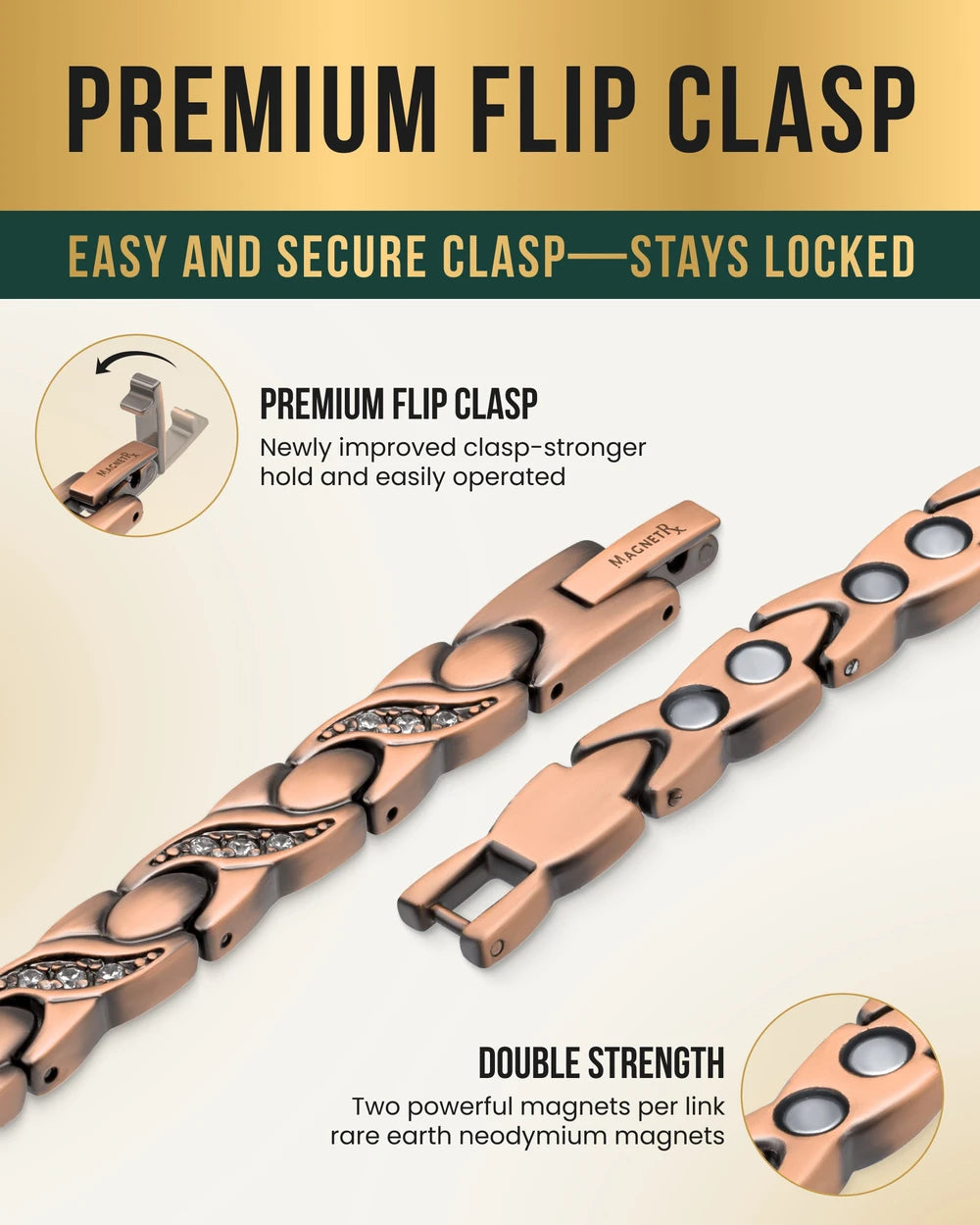 Crystal XO Copper Magnetic Bracelet
