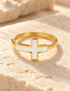 White Enamel Cross Ring