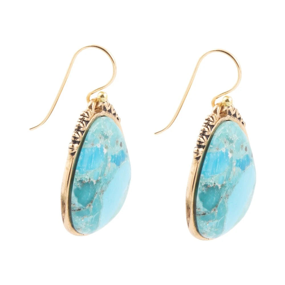 Agave Turquoise And Bronze Drop Earrings