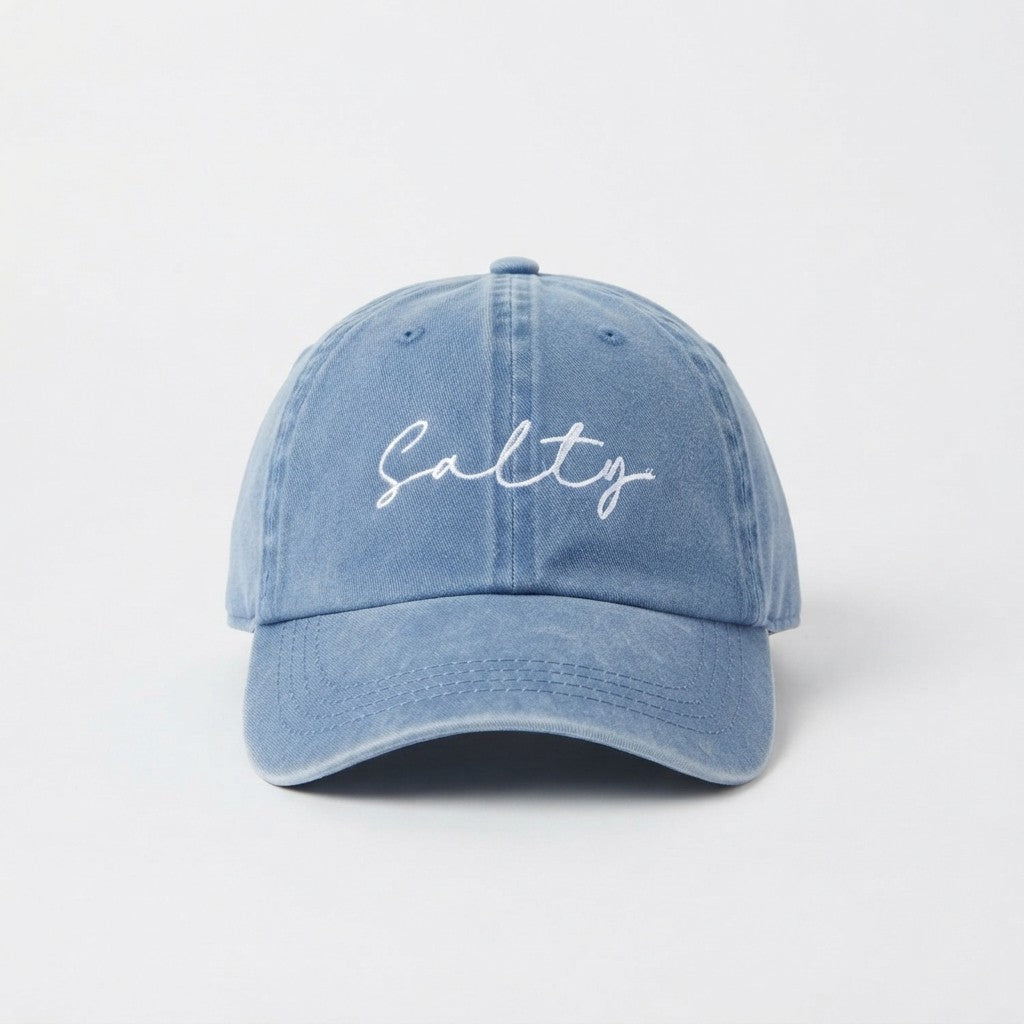 Salty Script Embroidered Cotton Hat